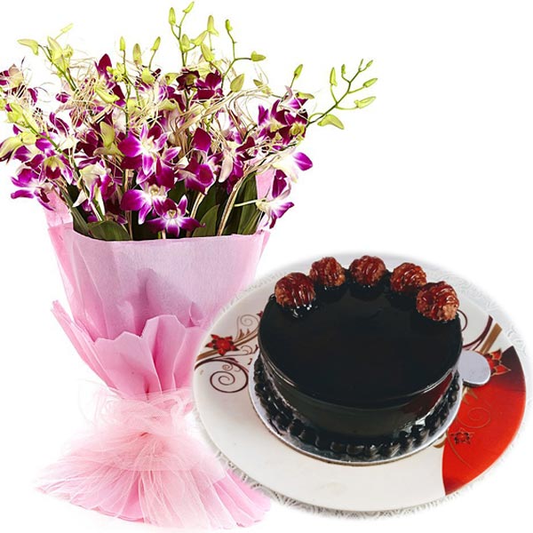 Ferrero Rocher Cake & Orchids Bunch