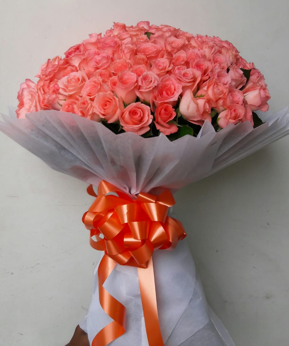 Pink Roses in White Tissue