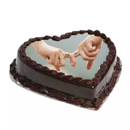 1kg Heart Shape Truffle Photo Cake