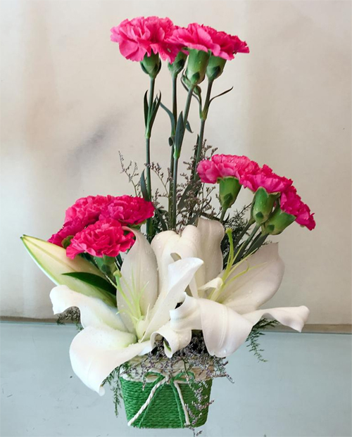 Pink Carnation & White Lilly (Only For Delhi)