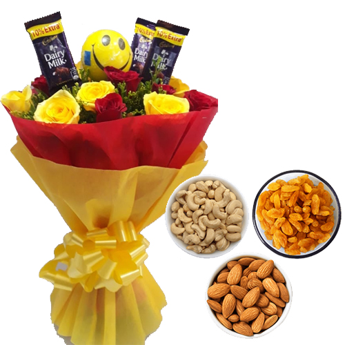Roses & Chocolate Bunch & 750Gm Mix Dry Fruits