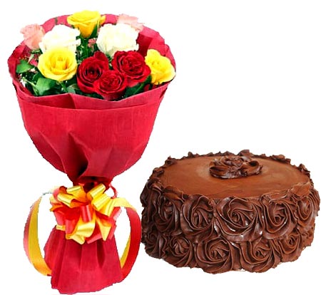 Mix Roses with Choco Roses Cake