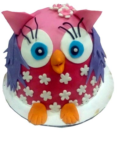 1.5kg Pink Owl Fondant Cake