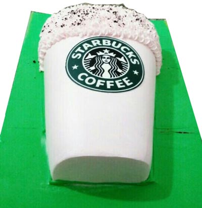 1kg Star Bucks Coffee Shape Cake (Next Day)